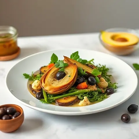 Roasted Artichoke Heart Salad with Olive Tapenade