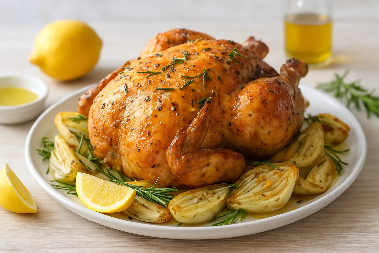 Lemon-Rosemary Roast Chicken & Fennel