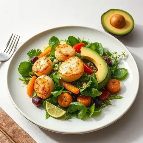 Citrus-Cumin Seared Scallop & Avocado Salad