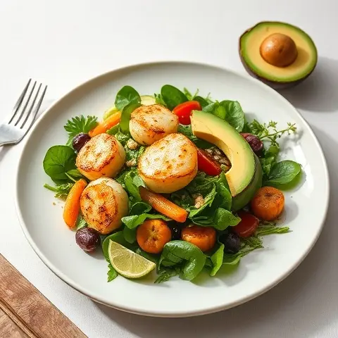 Citrus-Cumin Seared Scallop & Avocado Salad