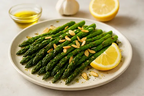 Lemon-Garlic Grilled Asparagus Tips with Almonds (Nut-Free Option)