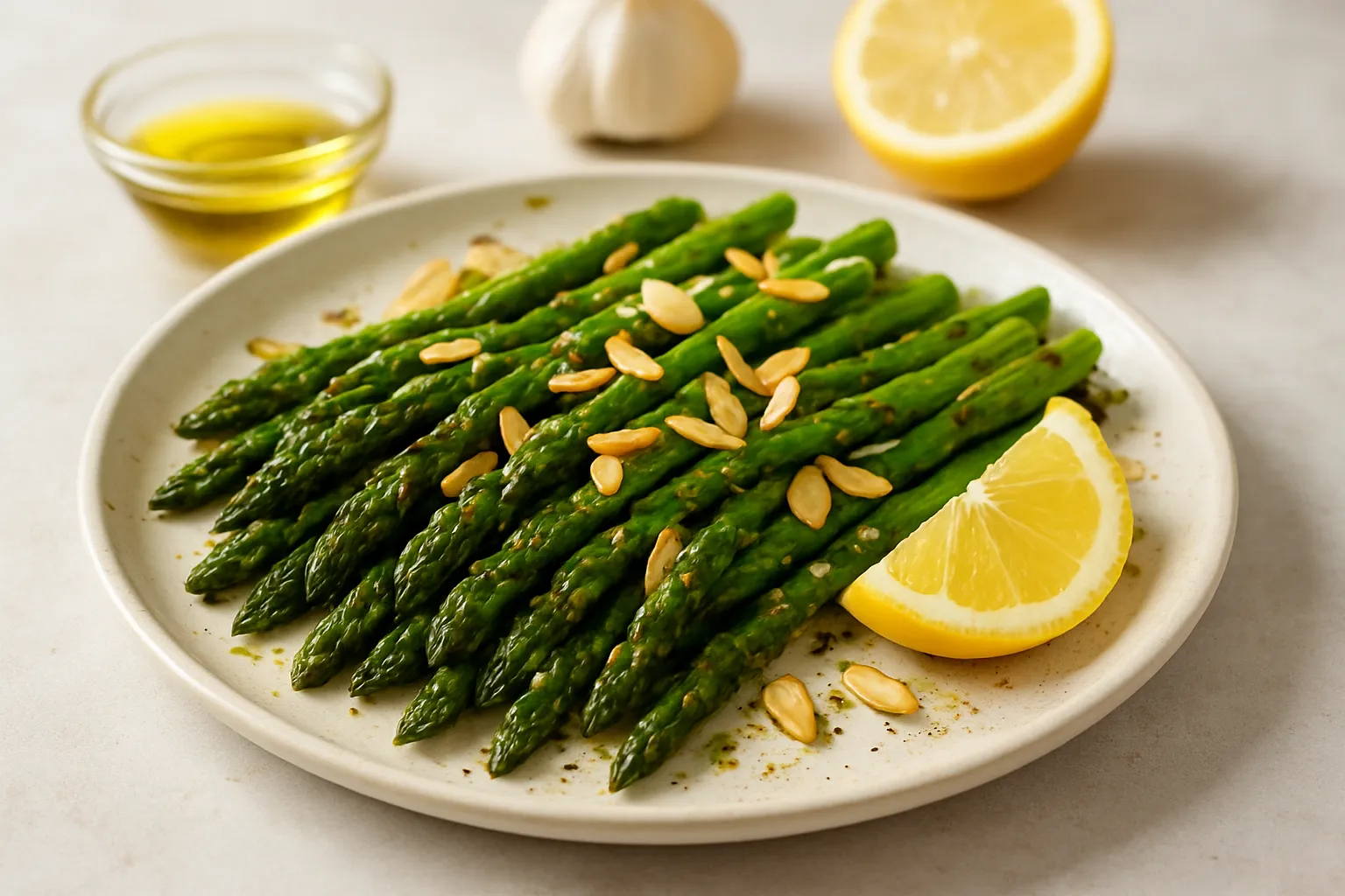Lemon-Garlic Grilled Asparagus Tips with Almonds (Nut-Free Option)