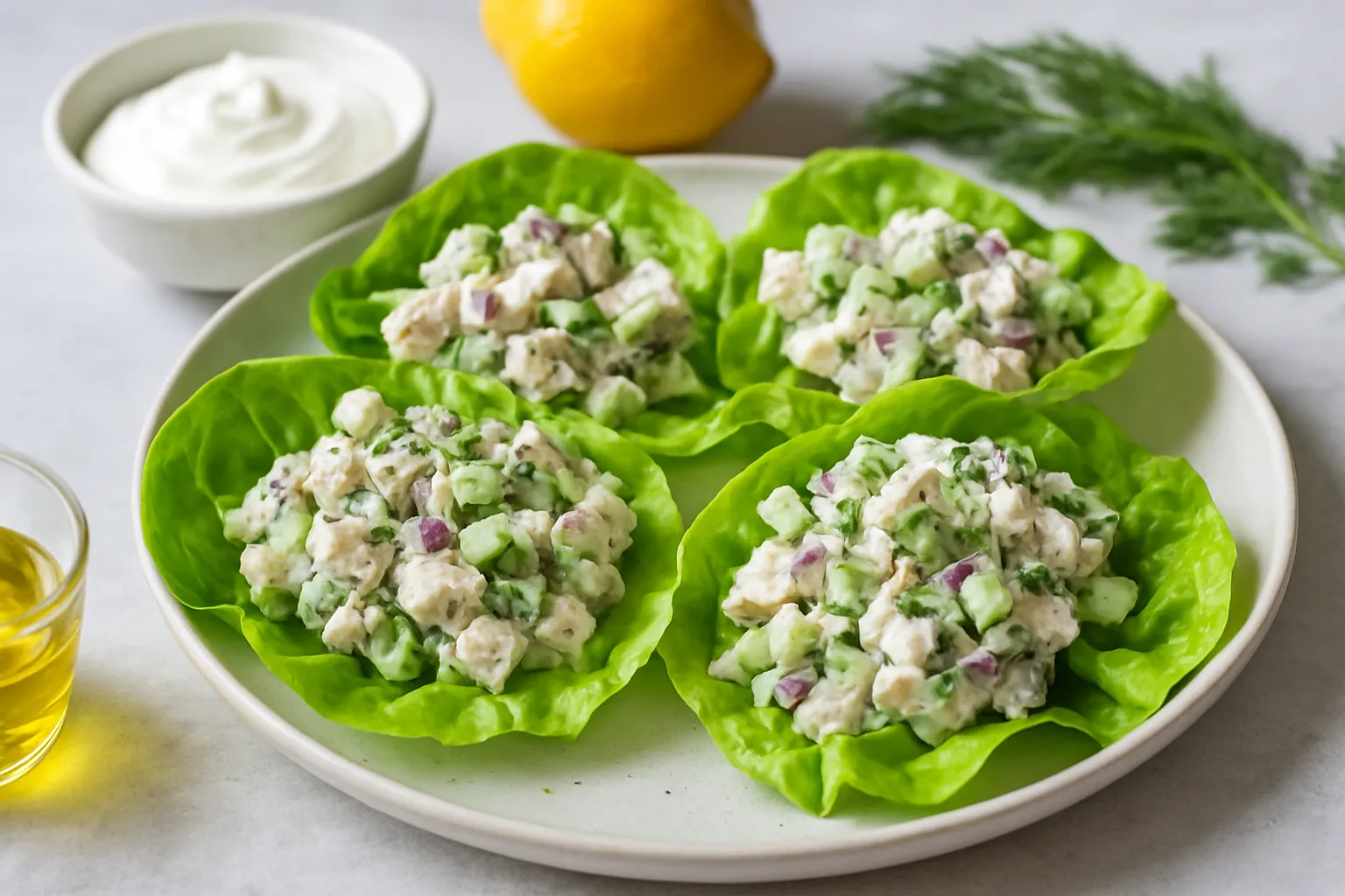 Greek Yogurt Chicken Salad Lettuce Cups