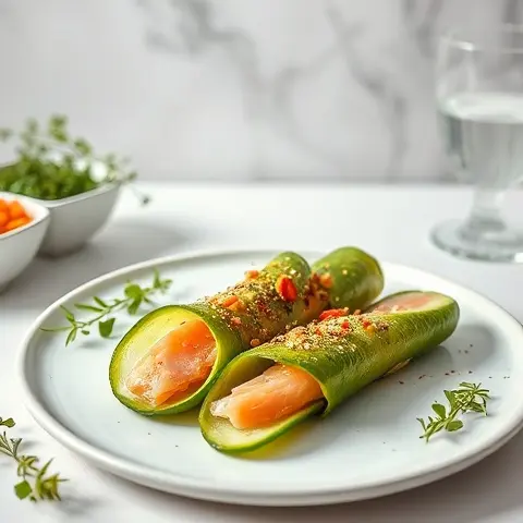 Smoked Trout & Avocado Cucumber Rolls