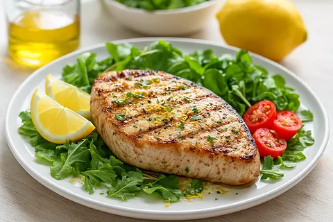 Lemon-Pepper Grilled Swordfish Plate