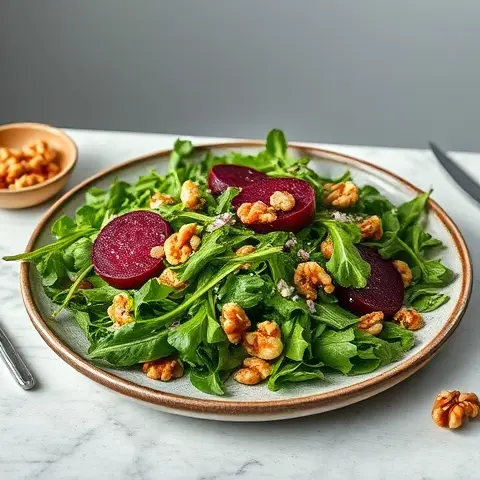 Roasted Beet & Walnut Arugula Salad