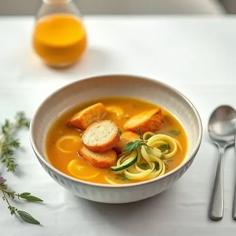 Turmeric Chicken and Zucchini Noodle Broth
