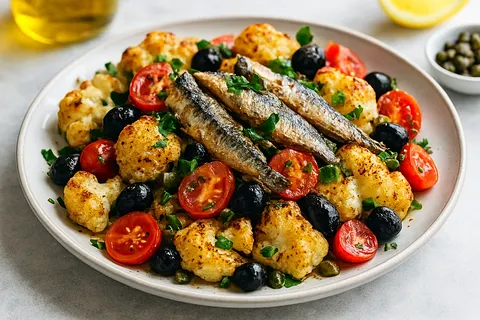 Roasted Cauliflower and Sardine Niçoise