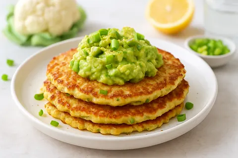 Grain-Free Cauliflower Pancakes with Avocado Smash