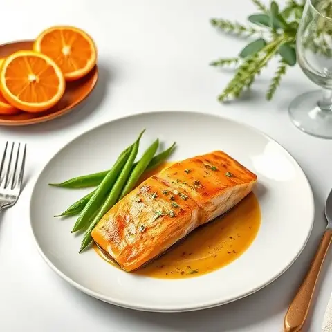 Zesty Orange-Ginger Glazed Salmon with Snap Peas