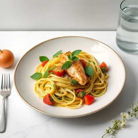 Chicken Zoodle “Pasta” Primavera with Olive Oil