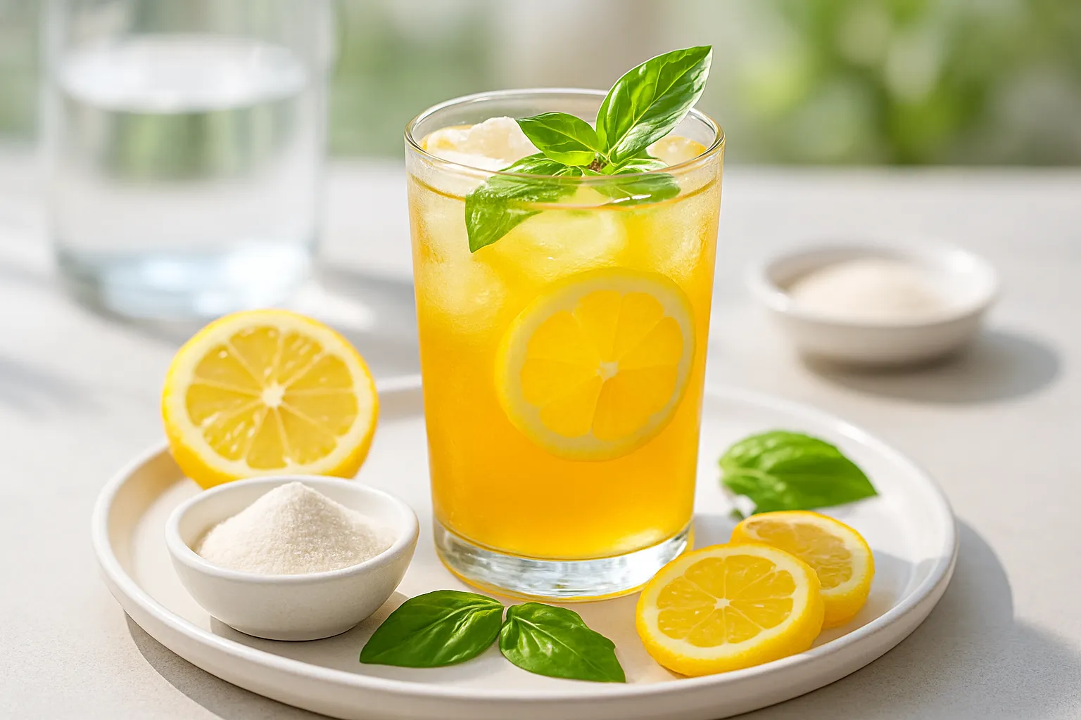 Collagen Lemon-Basil Iced Tea