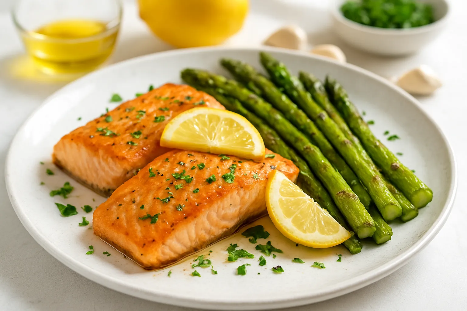 Lemon-Garlic Salmon with Roasted Asparagus