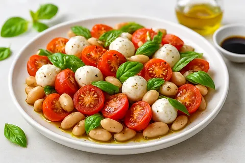Tomato, Mozzarella & White Bean Salad with Basil