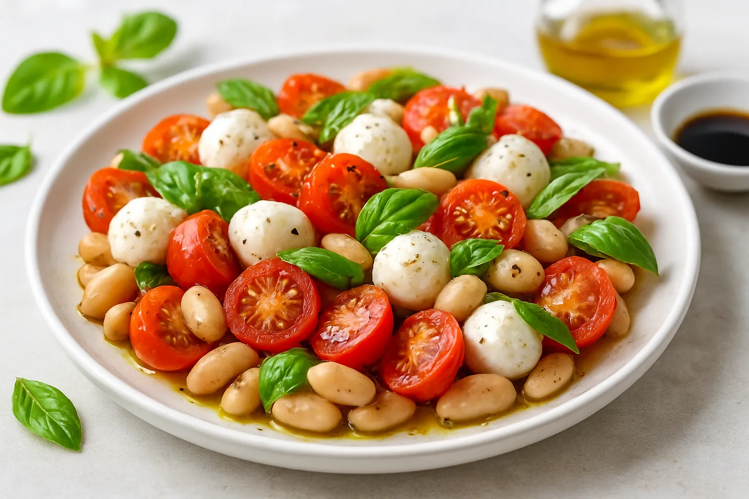 Tomato, Mozzarella & White Bean Salad with Basil