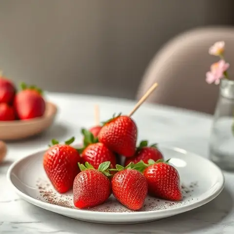 Cacao-Dusted Strawberry Skewers