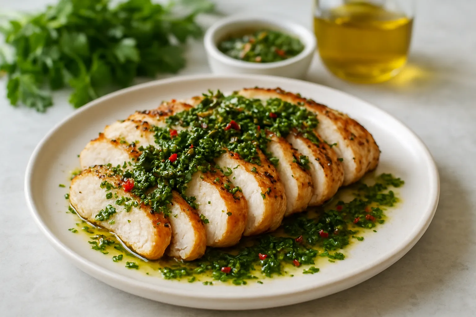 Chicken Breast Slices with Chimichurri