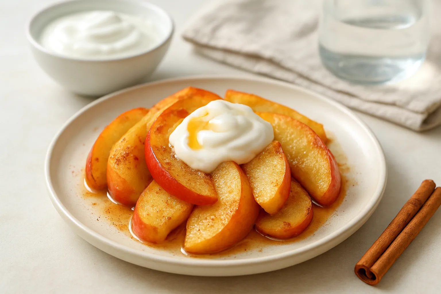 Steamed Apples with Cinnamon and Coconut Yogurt