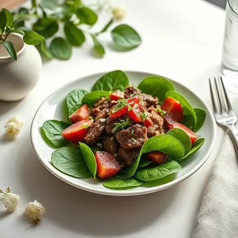Beef & Baby Spinach Salad with Cumin Lime Dressing