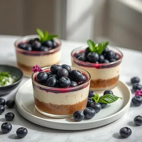 Blueberry Cheesecake Pots (No-Bake)