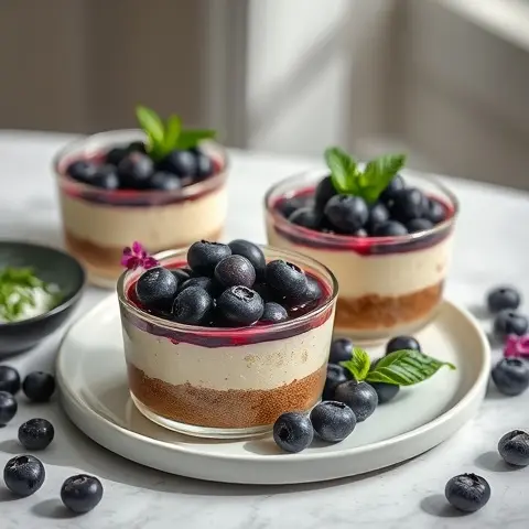 Blueberry Cheesecake Pots (No-Bake)