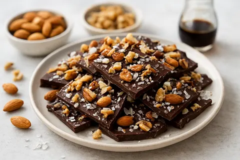 Dark Chocolate Bark with Nuts (No Sugar)