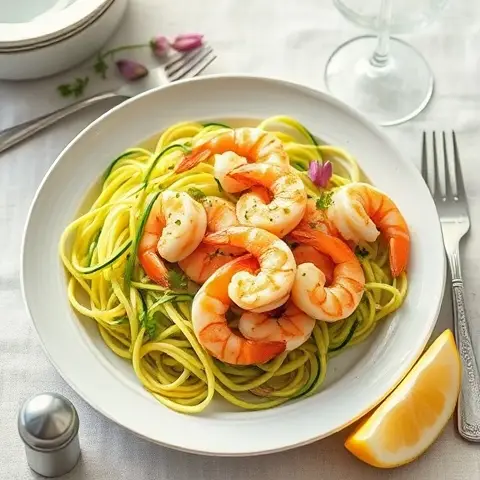 Zoodle Shrimp Scampi with Lemon-Garlic Butter