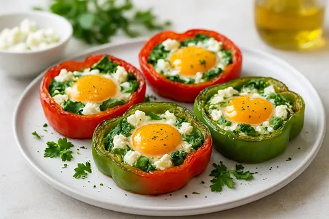 Roasted Bell Pepper & Feta Egg Cups
