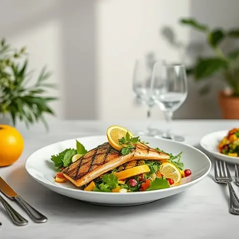 Grilled Mackerel Salad with Charred Lemon and Herbs