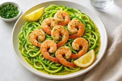 Garlicky Shrimp Collagen Zoodle Scampi