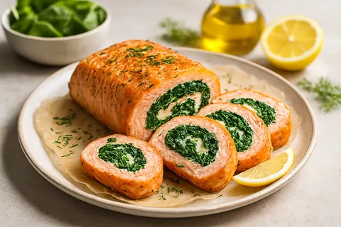Spinach-Stuffed Salmon Roulade