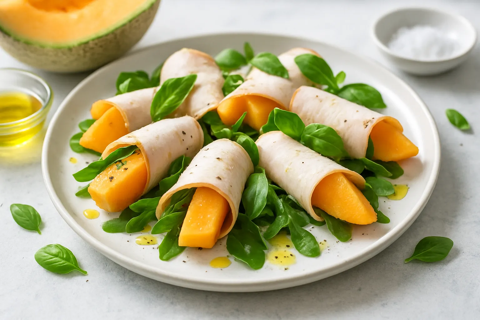 Fresh Melon & Prosciutto-free Turkey Roll-Ups