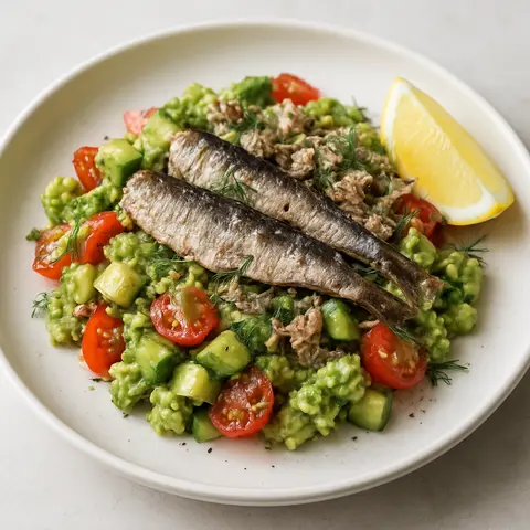 Sardine & Avocado Breakfast Salad with Lemon and Dill