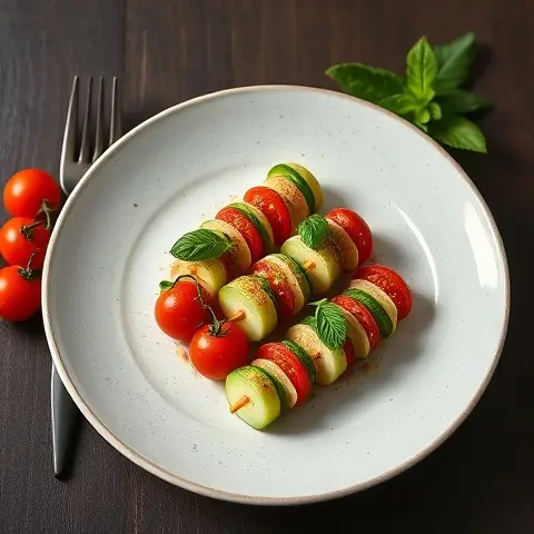 Tomato-Basil Cucumber Skewers