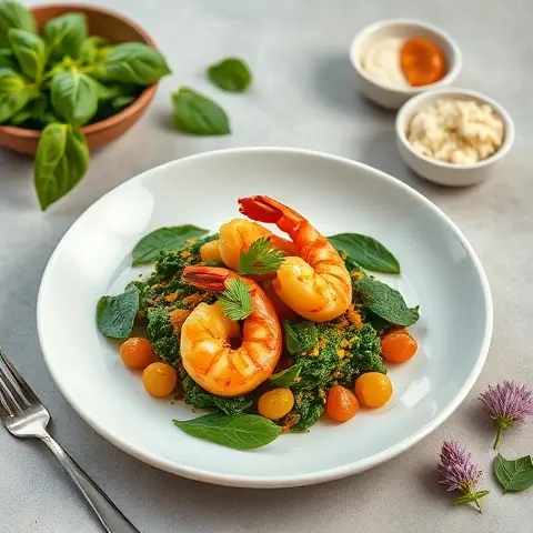 Spicy Prawn Chettinad with Spinach
