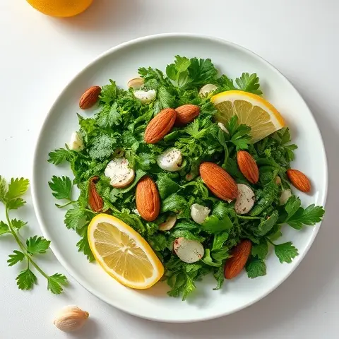 Lemon, Parsley & Garlic Chopped Herb Salad with Almonds