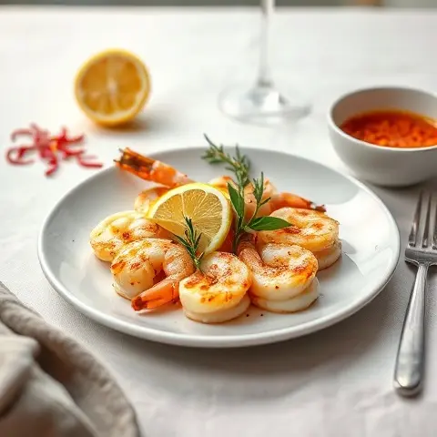 Lemon-Rosemary Grilled Prawns with Chili Flakes