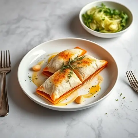 Mace & Saffron Steamed Trout Parcels with Fennel Slaw