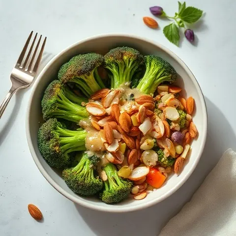 Charred Broccoli and Almond Bowl with Lemon-Tahini Drizzle