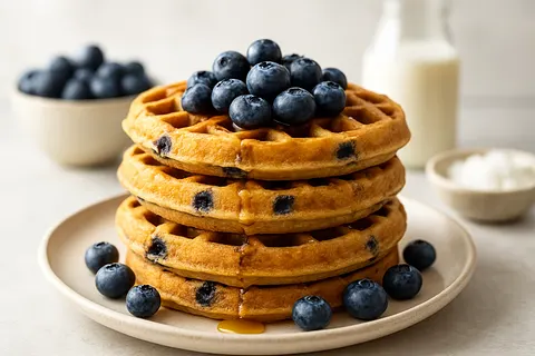 Coconut Flour Blueberry Protein Waffles