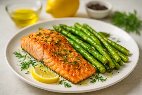 Grilled Salmon with Dill and Asparagus