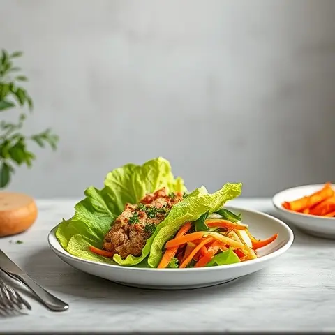 Turkey Lettuce Wraps with Carrot Cucumber Slaw