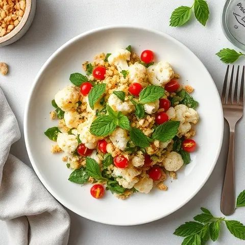 Cauliflower Tabbouleh Salad with Mint and Parsley