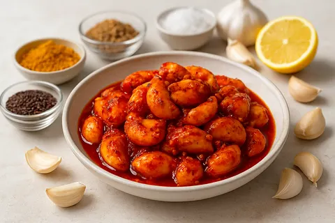 Spicy Garlic Achaar (Indian Garlic Pickle)
