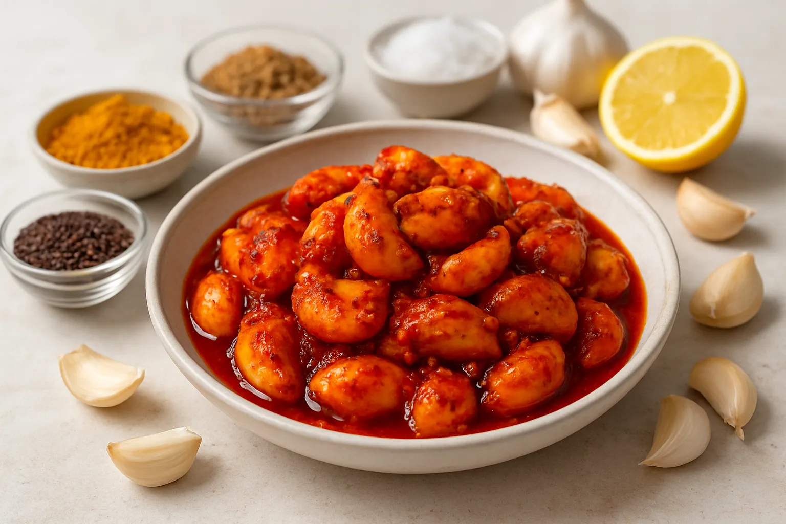 Spicy Garlic Achaar (Indian Garlic Pickle)