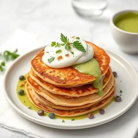 Almond Flour Pancakes with Matcha Coconut Cream