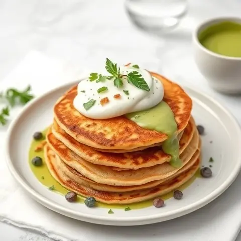 Almond Flour Pancakes with Matcha Coconut Cream