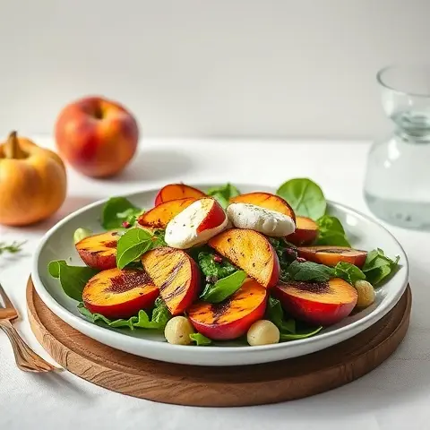 Grilled Peach & Burrata-free Salad