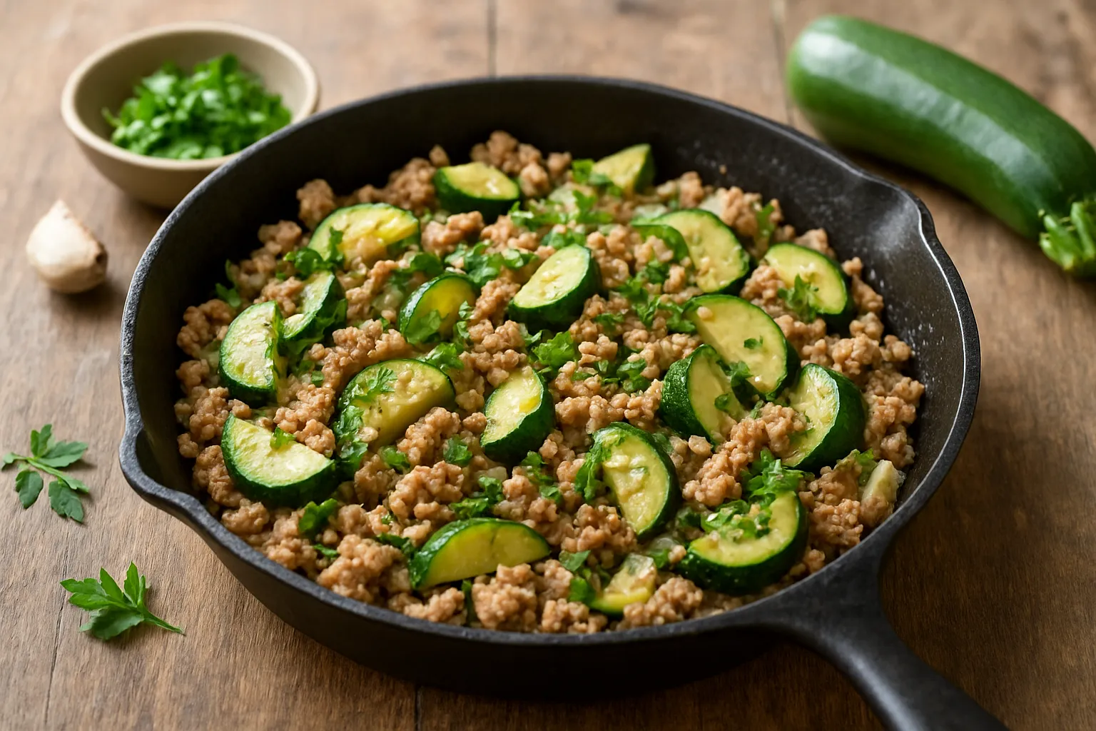 Healthy Turkey and Zucchini Skillet with Fresh Herbs