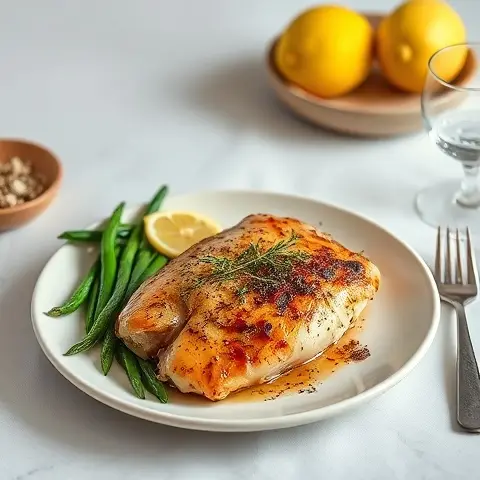 Lemon-Thyme Roast Chicken with Garlic Green Beans